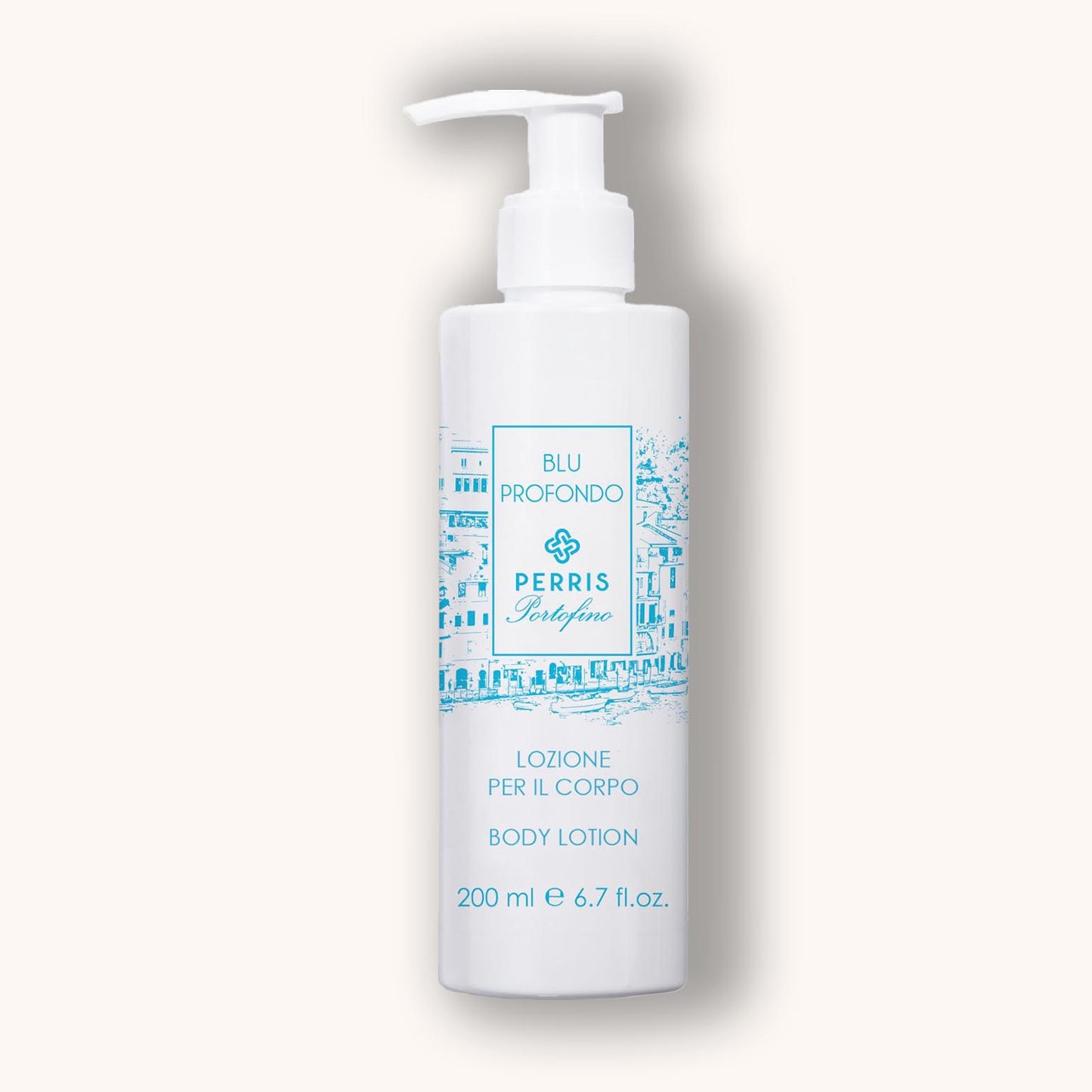 A bottle of Perris Portofino Fiore di Mare Body Lotion.