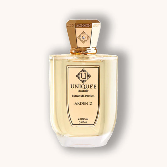 A perfume bottle of Unique'e Luxury Akdeniz.